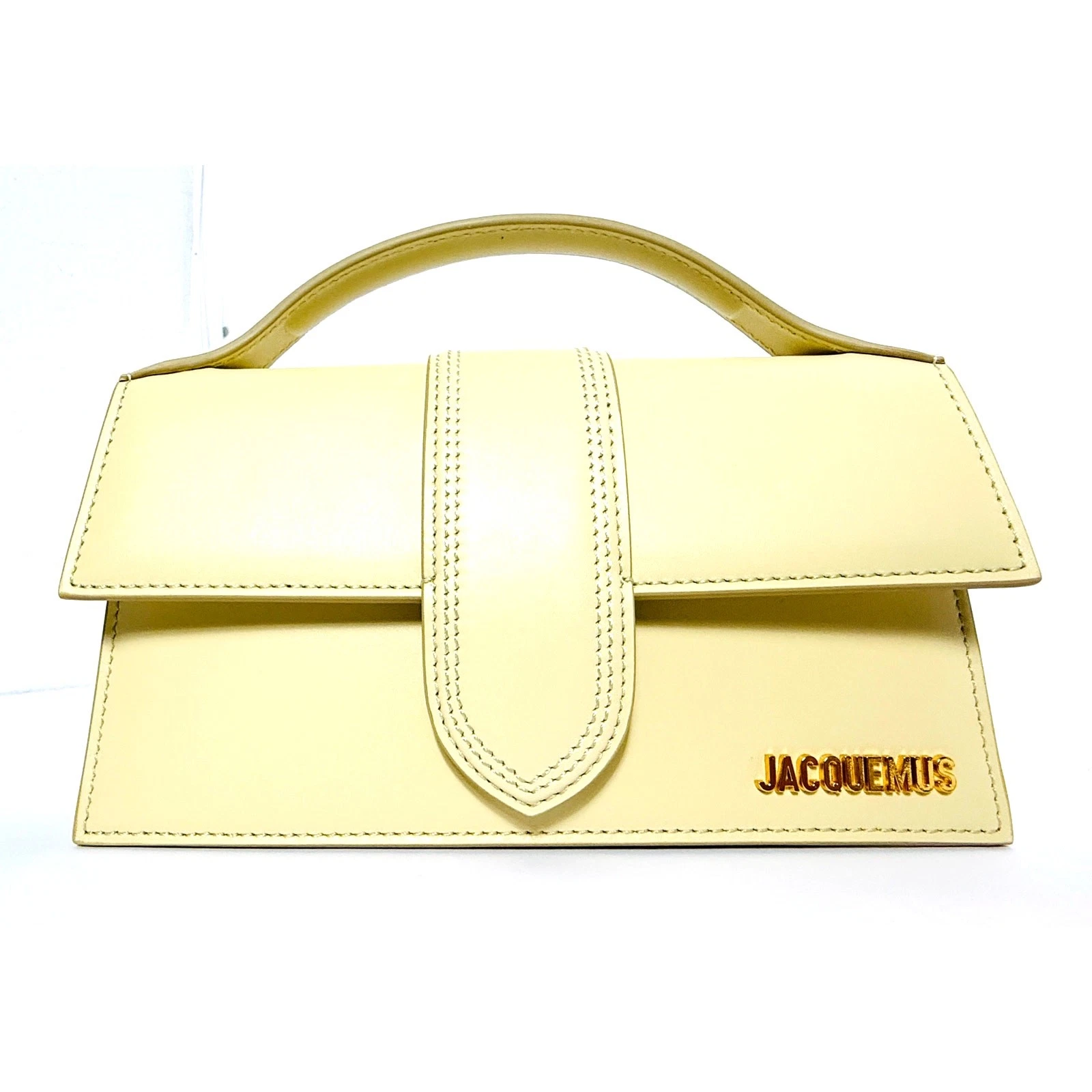 Borsa a mano JACQUEMUS in pelle manico superiore spalla giallo pallido nuova con etichette COA $1050 ??