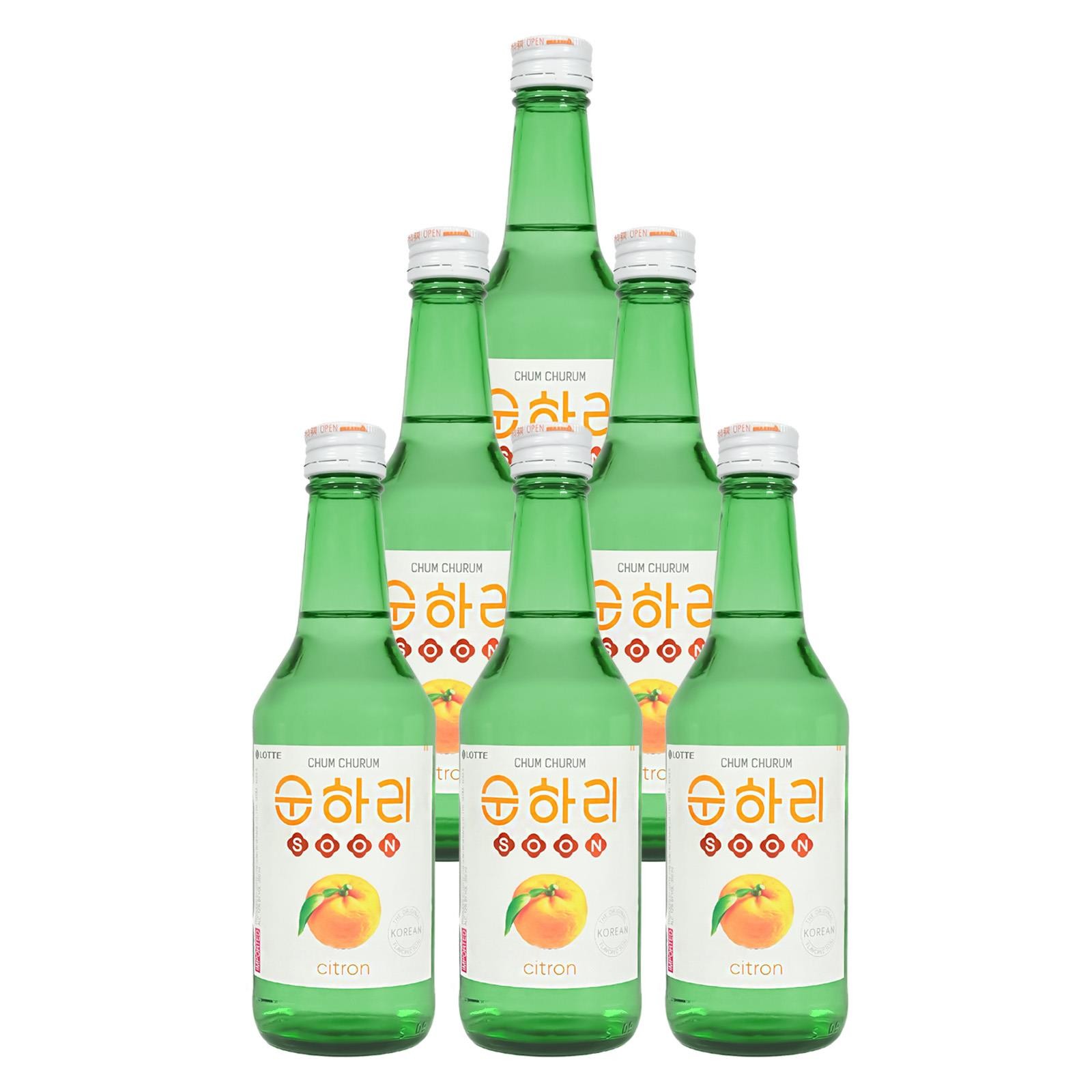 Lotte Soju Chum Churum Yuzu Citron 12% vol. 6x350ml Soju Zitrone Flavor Reis Spi