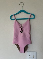 Acacia Girls 5 Kokomo One Piece Swimsuit Pink Ribbed Large L 5T Swim
