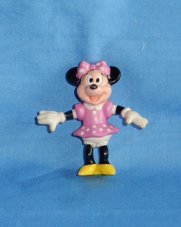 Vintage Disney Minnie Mouse Pink Polka Dot Dress Yellow Shoes PVC Figure