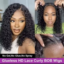 250 Short Curly Bob 13x6 Lace Brazilian 100 Human Hair For Women 14 Inch
