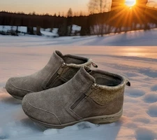 Easy Spirit Women’s Set Shuffle Double-Zipper Bootie In Gray, Size 9.5 WW