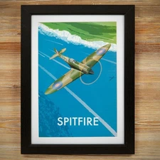 RAF SUPER MARINE SPITFIRE FRAMED PRINT - WALL MONTED OR FREE STANDING