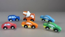 Melissa  Doug Wooden Blue Red Orange Green Cars Cement Mixer Lot Of 6