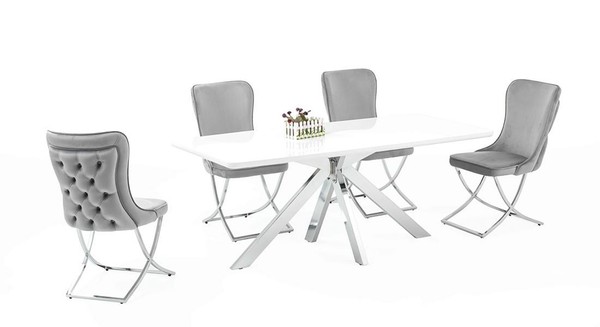 Hochwertig Esszimmer Set Weiß Garnitur Tisch 4X StüHle Design LuxuriöSe MöBel-image