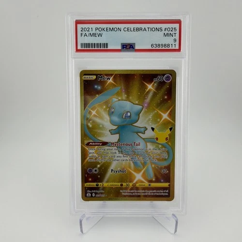 Pokémon Mew 2021 Celebrations Full Art Gold Secret Rare Card 025/025 PSA 9
