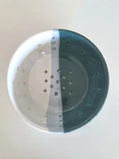 Colander Berries Pittery Bowl  Strainer Ceramic White Green 6.25" 