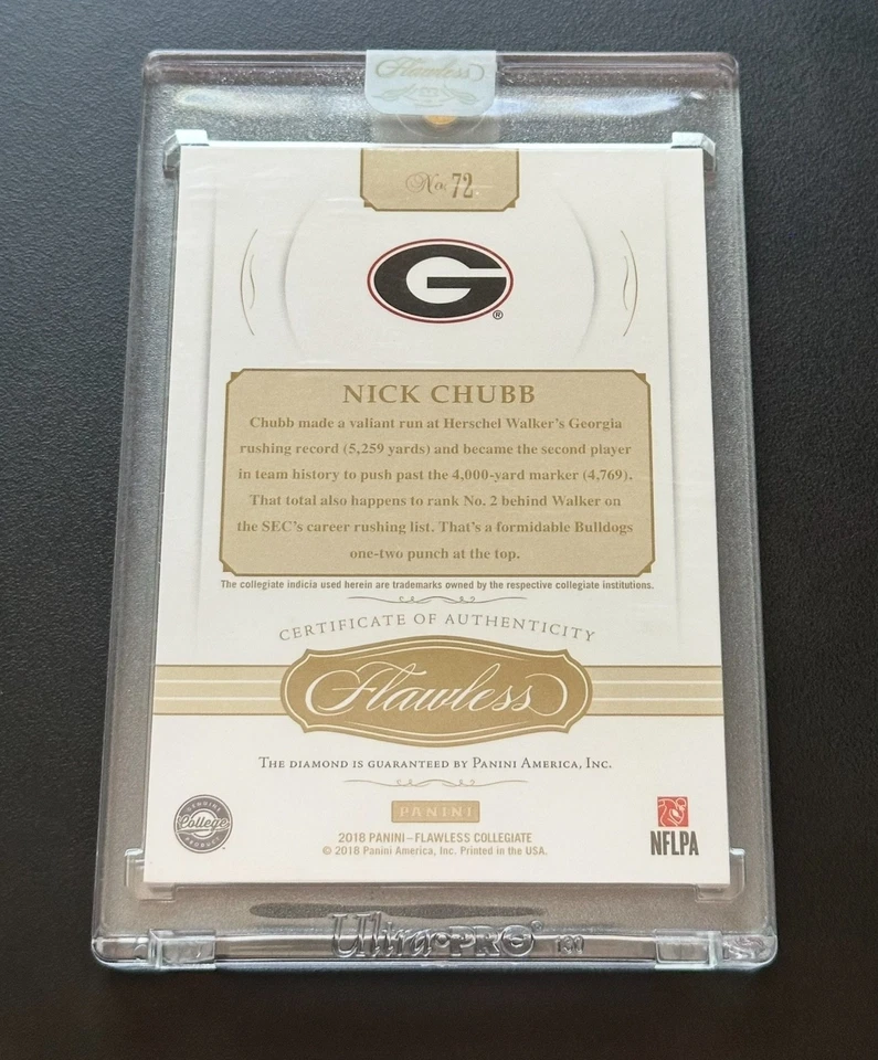 2018 Panini Flawless Nick Chubb Diamond Rookie #'d 15/20 UGA Browns Texans - Image 4 of 4