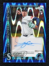 2025 Topps Chrome Update Blue RayWave Refractor /150 Logan Evans Rookie Auto RC