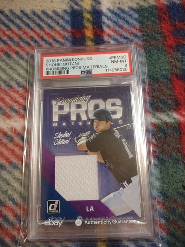 2018 PANINI DONRUSS ROOKIE PROMISING PROS MATERIALS SHOHEI OHTANI #PPM-SO PSA 8