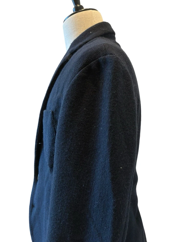 Barena Италии мужчин 40 шерсти трикотажа Blazer Куртка Пальто темно-синий / очень изящный! - Изображение 4 из 4