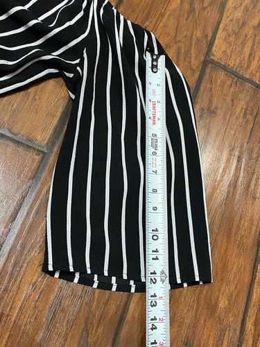 Ambiance Romper Women's medium Black White Striped Off The Shoulder Romper - Picture 4 of 6