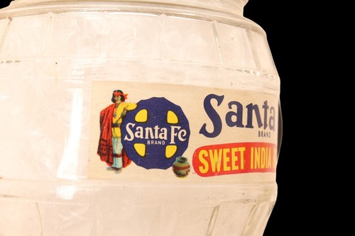 Tarro de colección raro Santa Fe Sweet India Relish con etiqueta de papel del suroeste - Imagen 2 de 2
