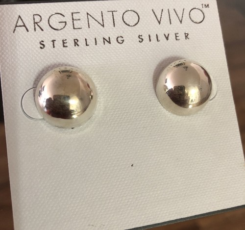 Argento Vivo Sterling Silver Buttons Post Earrings - Picture 2 of 6