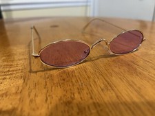 Tiny Oval Sunglasses Pink Lens Gold Frame- Unbranded