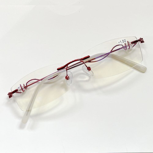 Women Rimless Reading Sun Glasses Blue Light Blocking Gradient Rectangle Readers - Picture 21 of 22