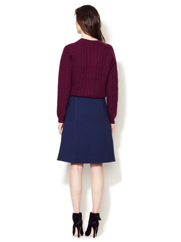 $600 NUEVO CON ETIQUETAS Jill Stuart GONA Falda de Lana Panel de Cuero Negro Cobalto Azul Marino 8 Foto 2 de 3