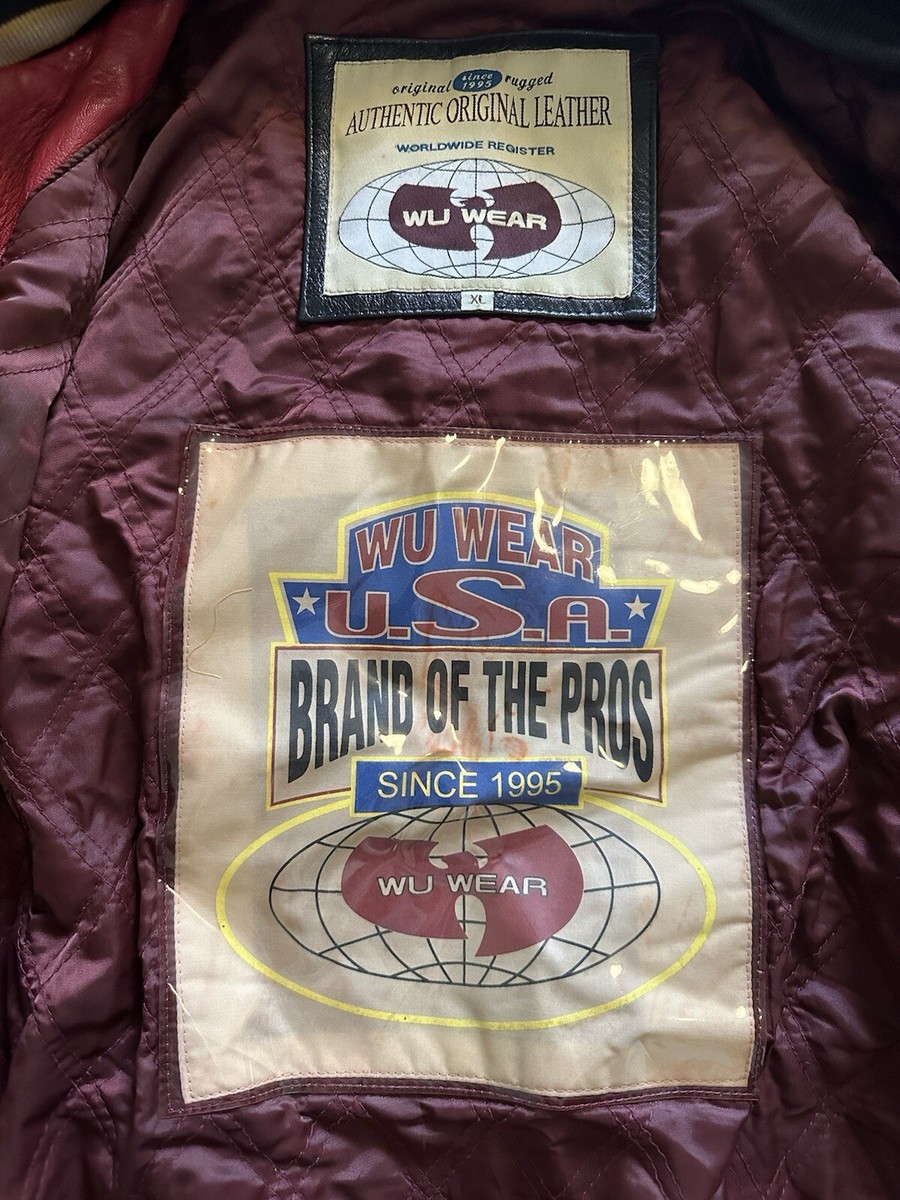 🔴 Wu-Wear Black Leather Jacket Size XL 90's Vintage Wu-Tang Rare