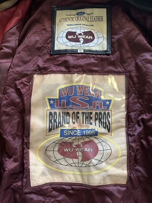 🔴 Wu-Wear Black Leather Jacket Size XL 90's Vintage Wu-Tang Rare