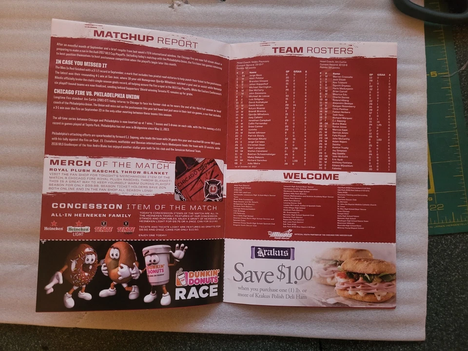 Chicago Fire vs. Philadelphia Union Matchday Program 10/15/17 - 20th Season - Image 3 of 3