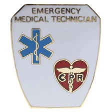 EMT CPR Star of Life Blue on Red on Gold Tone 1 5/16 inch Pin H257730 F6D13Y