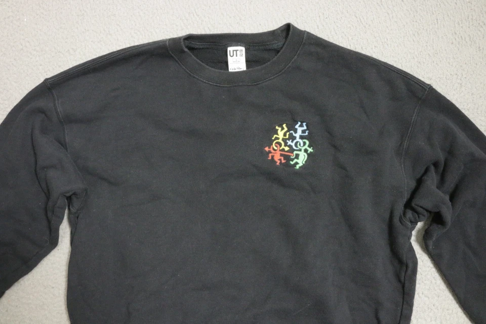 Suéter Keith Haring x Uniqlo Cuello Redondo Mujer Grande Negro Sudadera Foto 2 de 4