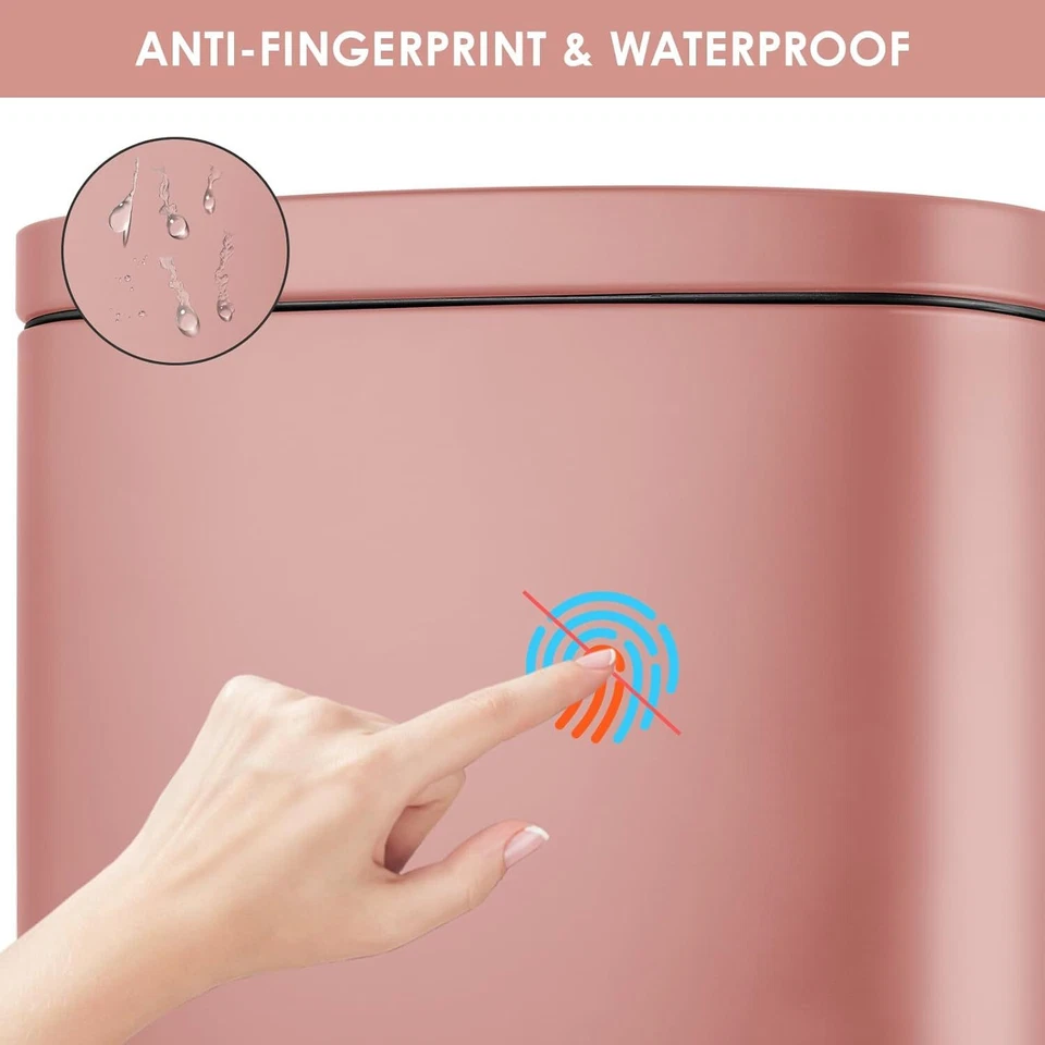 Cubo de basura de cocina de 13,2 galones de acero inoxidable paso en cubo de basura rosa Foto 4 de 4