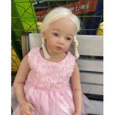30inch Realistic Reborn Baby Doll Toddler Cloth Body White Hair Handmade Toys
