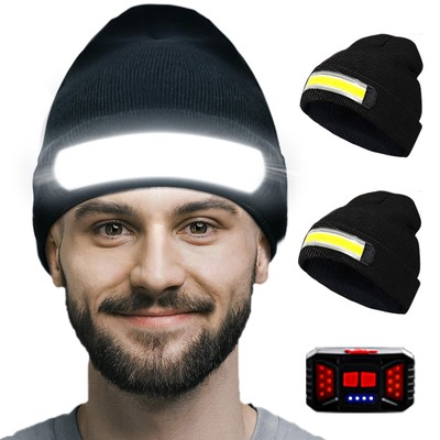 2Pack Rechargeable Headlamp Beanie, 1200Lumens LED Beanie Hat with Wide Beam ...