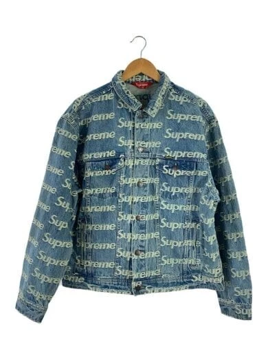Veste camionneur denim logo indigo Supreme 21SS logos effilochés taille L occasion