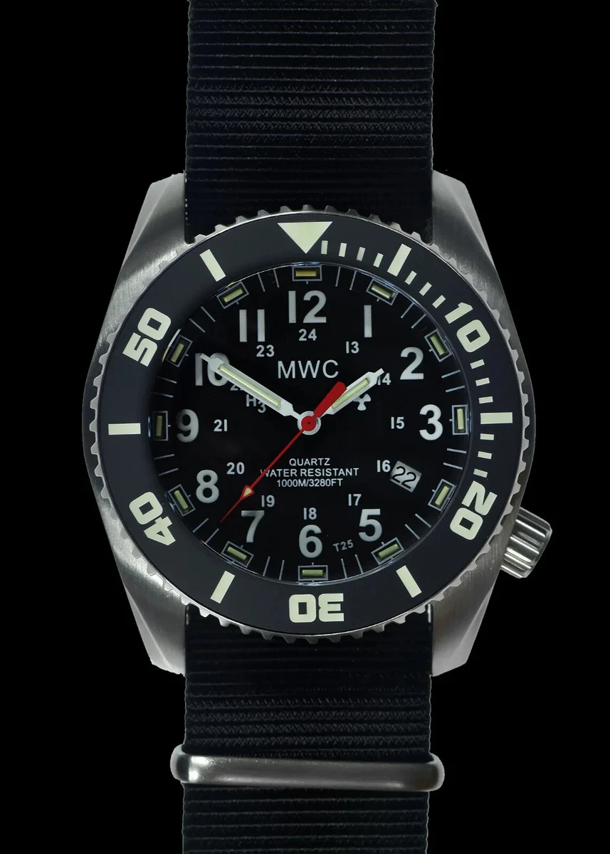 Montre De Poche Militaire Automatique MWC General Service - Acier Noir, 24 Rubis