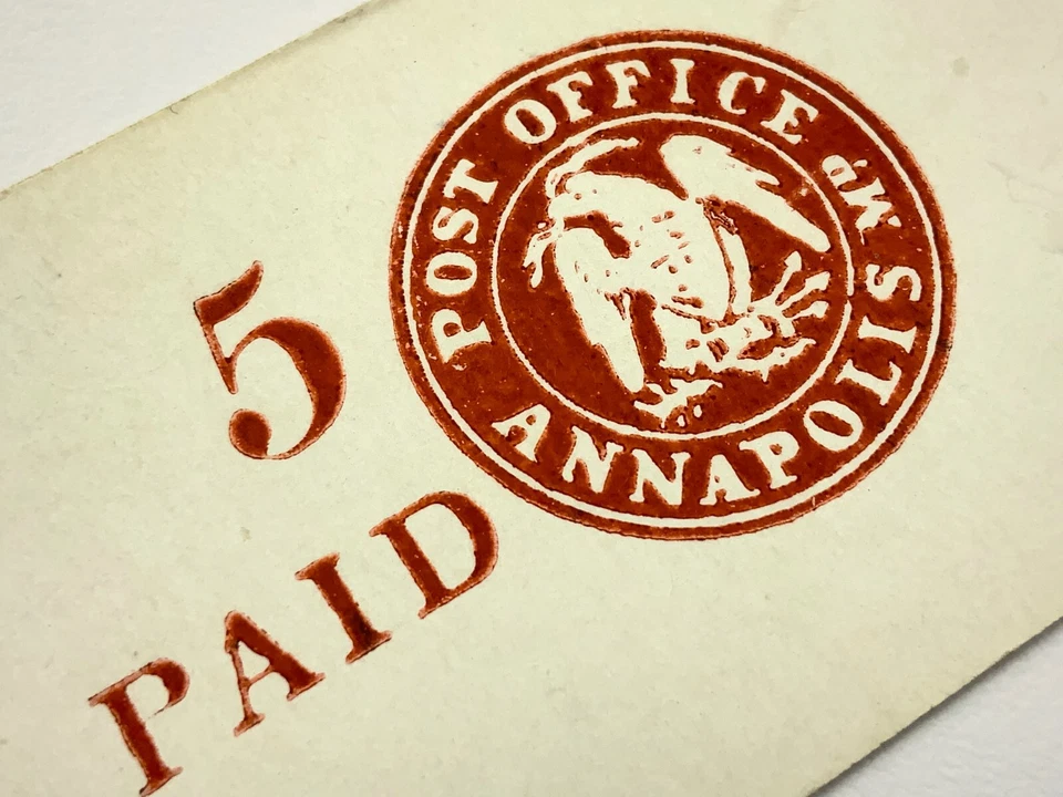 One 5 Paid Post Office Annapolis Pre-Paid Sticker Maryland Postal History HH483 - Image 4 of 4