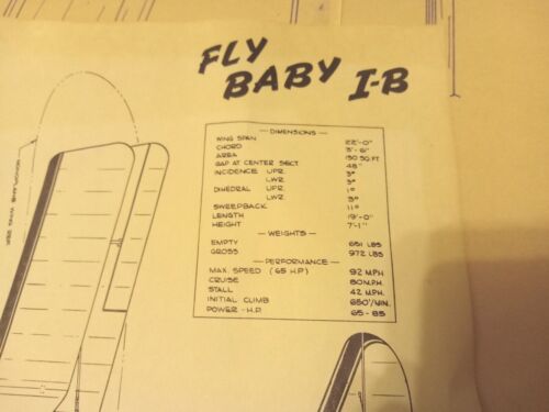 Vintage R/C Airplane Blueprint Plans "FLY BABY I-B" Complete 88" Wingspan Balsa - Picture 5 of 12