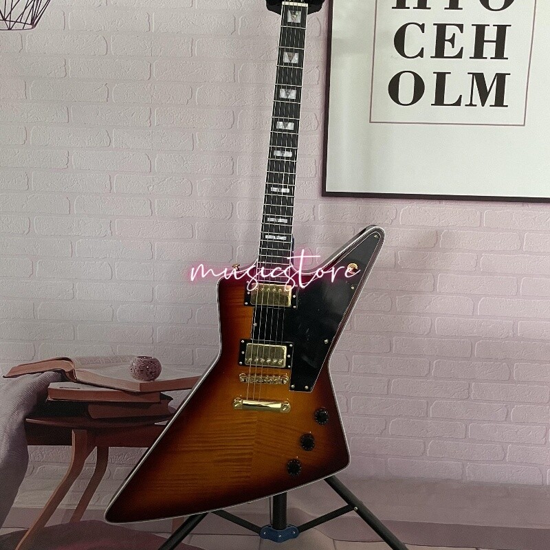 Factory Outlet Tobacco Sunburst Explorer Electric Guitar HH Pickup HPL Fretoard
