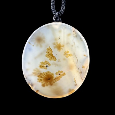 Untreated Natural Agate Pendant ''Golden Blossom Essence'' Unique Nature Look