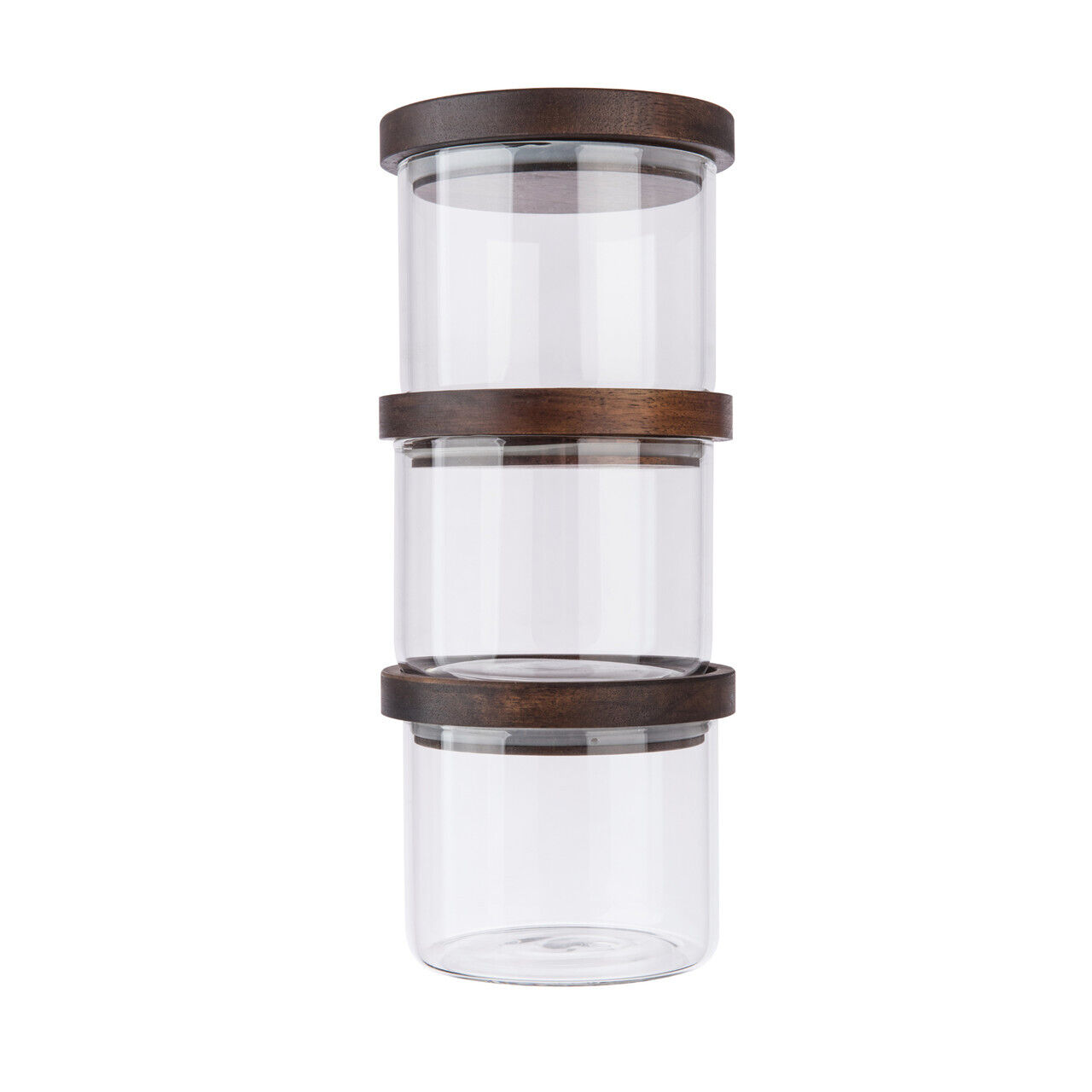 Stackable Glass Tea Coffee Sugar Containers with Acacia Lids