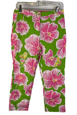 Vintage 90s Lilly Pulitzer 6 Pants Rainbow Floral Butterfly High Rise Ankle