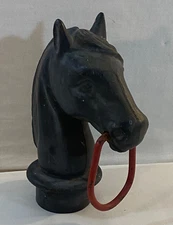Cast Iron Horse Head Hitching Post Topper w/ Red Ring NICE PATINA