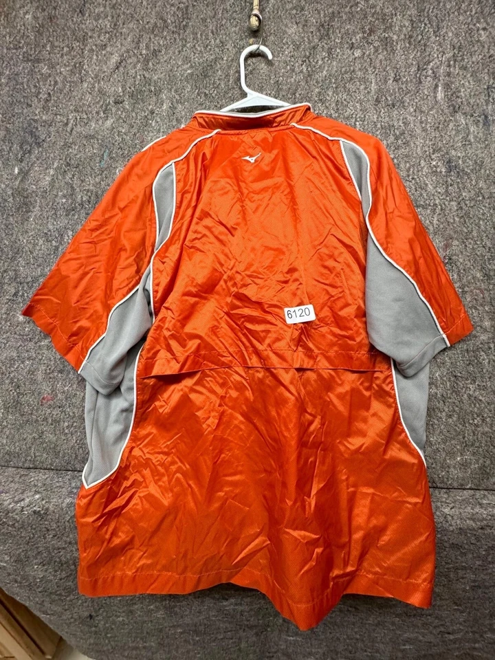 Baseball Jacket Mens Teamwear 1/4 Zip 2 Tone Orange Gray Pullover Warmup L - Imagem 3 de 4