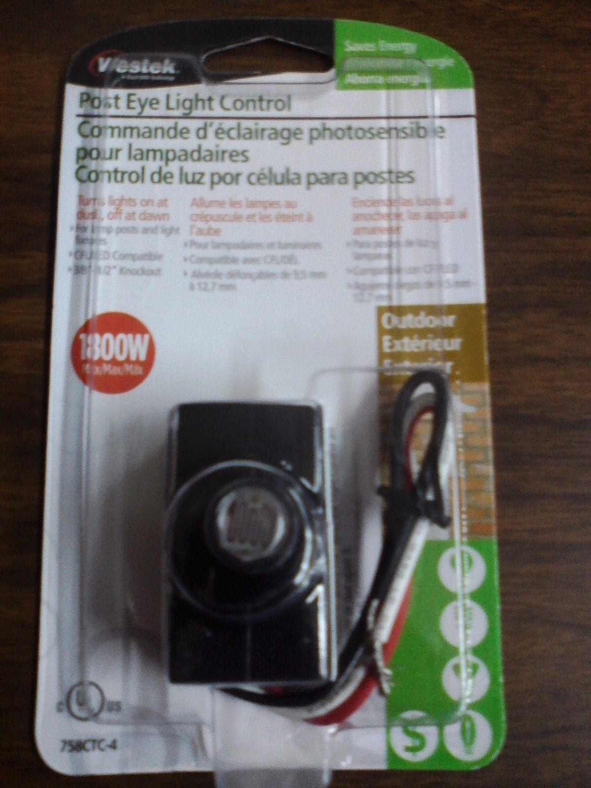 Westek Outdoor Exterior Post Eye Light Control Turns Lights on at dusk