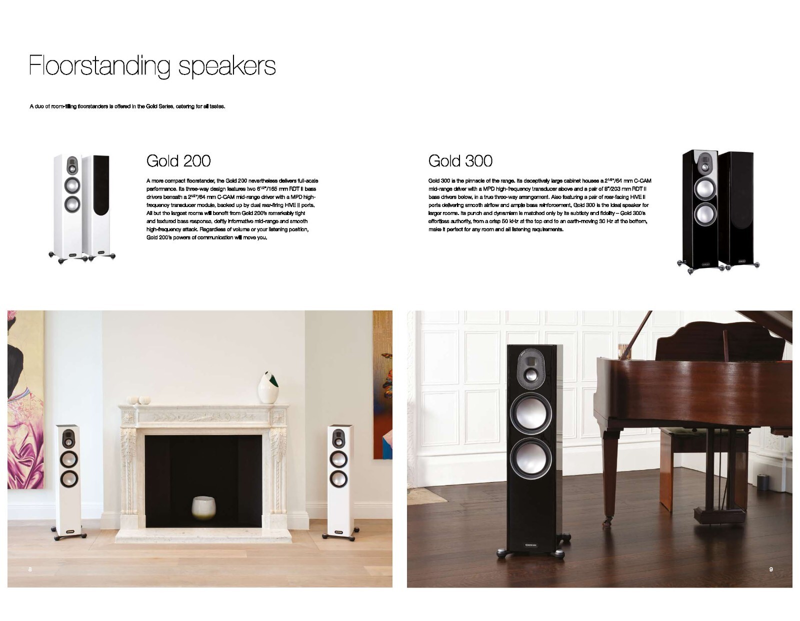 Monitor Audio Gold 300 5G floor standing – 250W Speaker Piano Ebony –SINGLE-NEW