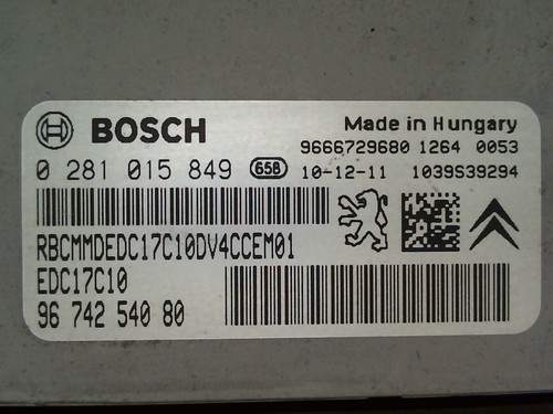 1138 ENGINE ECU PEUGEOT 207 CITROEN C3 1.4 HDi EDC17C10 0281015849 1039S39294 OE - Foto 4 di 4
