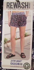 Rewash Ditsy Short Women's L 31x2 Navy Multicolor Floral Elastic Waist NWT