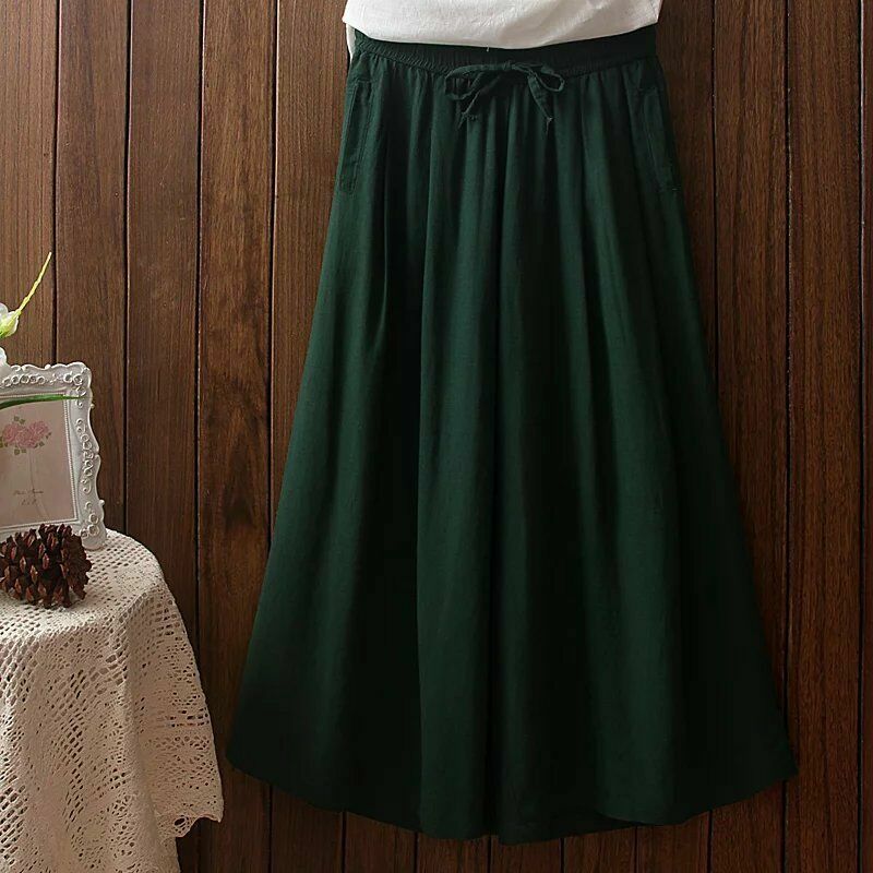 Pantalones de lino informales de pierna ancha de colección para mujer