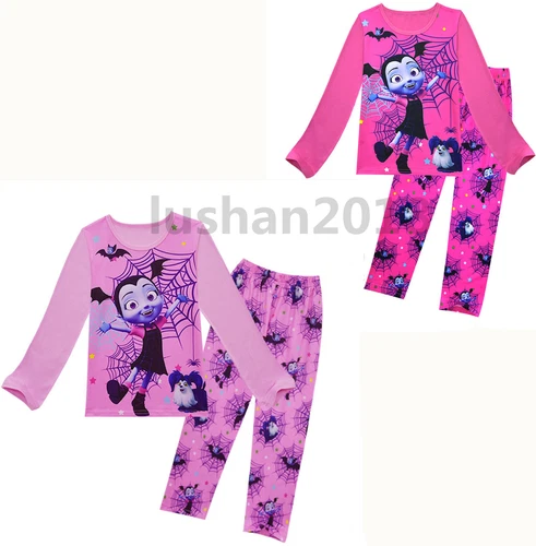 2pcs Kids Vampirina Pyjamas Set Cosplay Costume Long Sleeve T-shirt+Pants Outfit - Picture 2 of 12