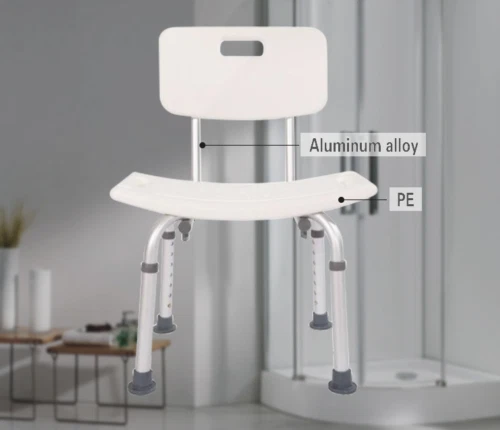 Banco de banho de 8 alturas cadeira de chuveiro banquinho resistente cadeira banheira com encosto - Imagem 3 de 4