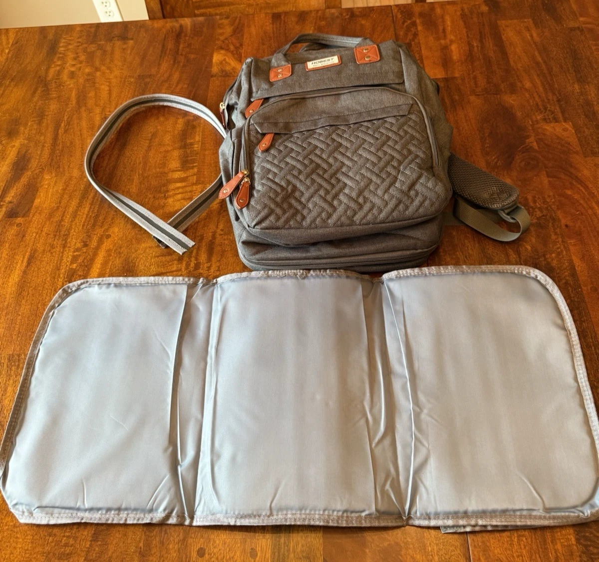 New Hobest Diaper Bag Backpack Multifunction Large Travel Changing Pad Gray