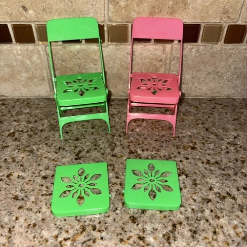 Vintage Barbie Doll Grand Hotel Dining 2 Folding Chair Furniture #101