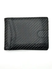 Runbox Wallet Men Slim 11 CC Holder Slots Bifold Leather 2 ID Carbon Fiber Black