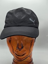 Puma unisex black hat with logo front and back adjustable cap adult EUC